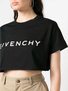 Givenchy Black Cropped Logo Tee